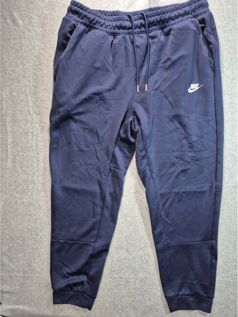Nike XL Navy Blue Jogger Pants Tapered Zip Pockets Drawstring